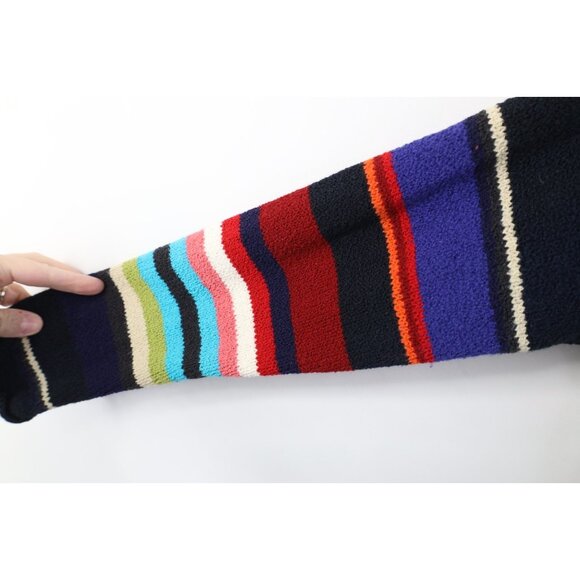 Vintage 90s Express Womens Medium Rainbow Striped Marled Knit Collared Sweater - Picture 7 of 11